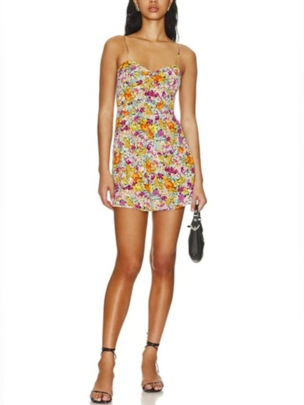For Love & Lemons Dress Deena Pink Orange Tropical Garden Mini Size S NEW - Picture 4 of 15